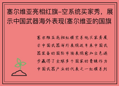 塞尔维亚亮相红旗-空系统买家秀，展示中国武器海外表现(塞尔维亚的国旗长啥样)