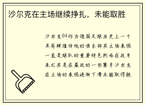 沙尔克在主场继续挣扎，未能取胜